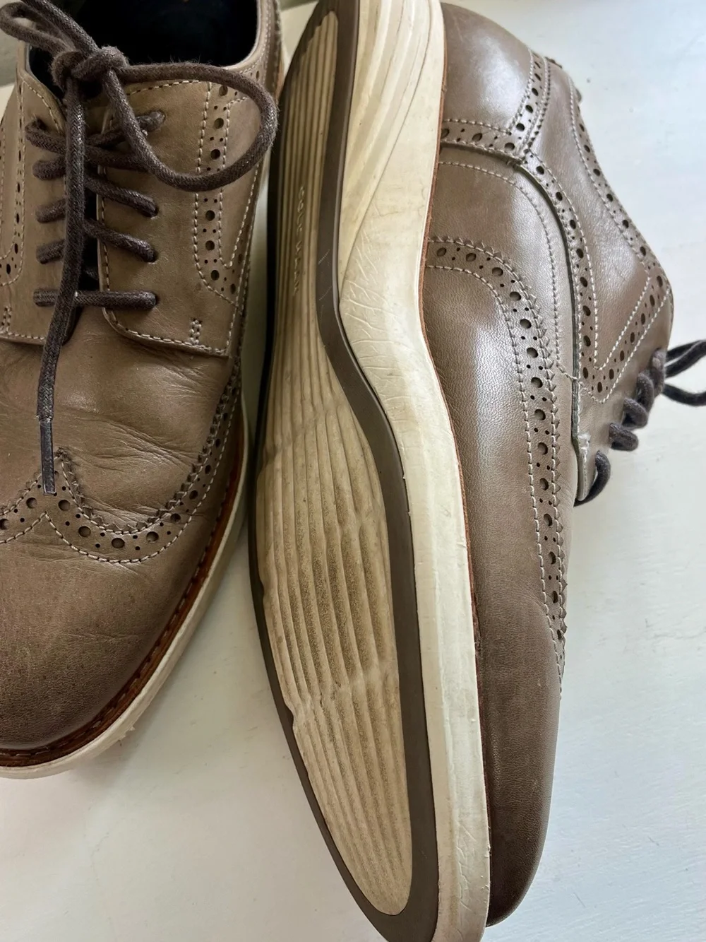 Cole Haan Men's Wingtip Lace-Up Dress Shoes Pewter 11 1/2 M